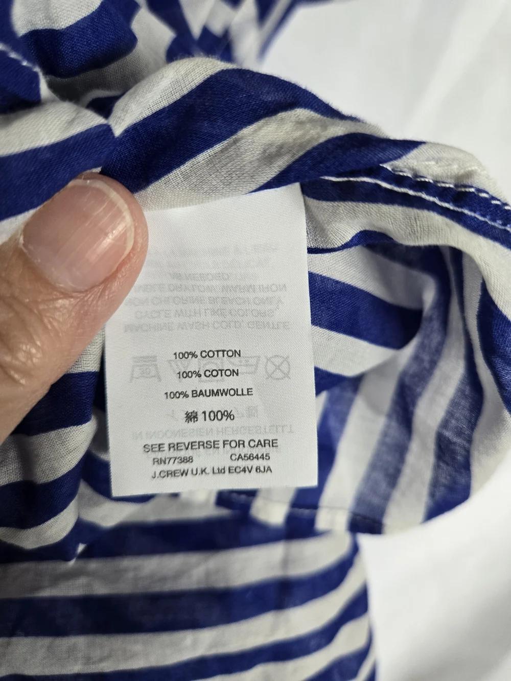 J. Crew Blue and White Striped Off-Shoulder Swim Coverup